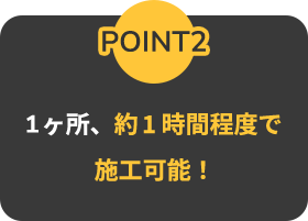 POINT02: 1ヶ所、約1時間程度で施工可能