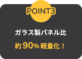 POINT03: ガラス製パネル比約90%軽量化